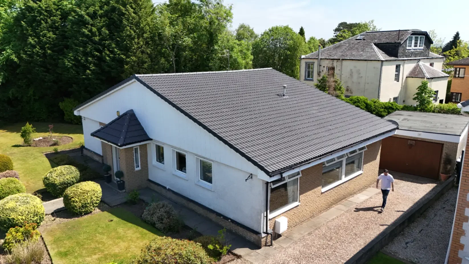 Completed tiled roof on a bungalow